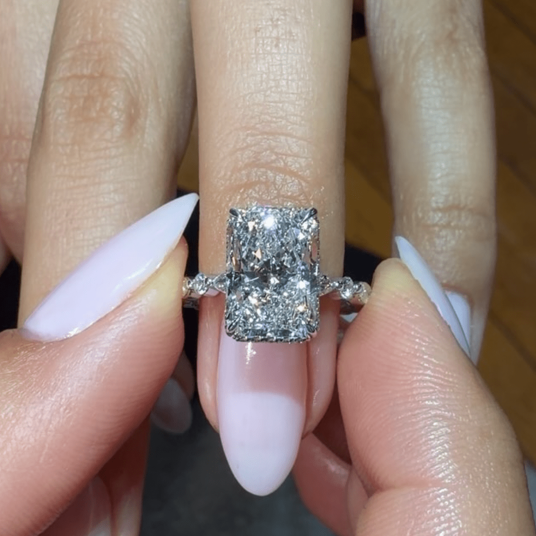 5CT Radiant Cut Moissanite Engagement Wedding Pave Anniversary Statement Design - Kazara Diam