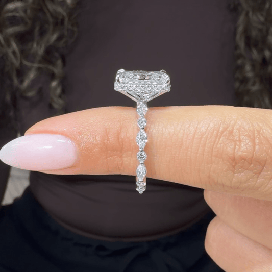 5CT Radiant Cut Moissanite Engagement Wedding Pave Anniversary Statement Design - Kazara Diam