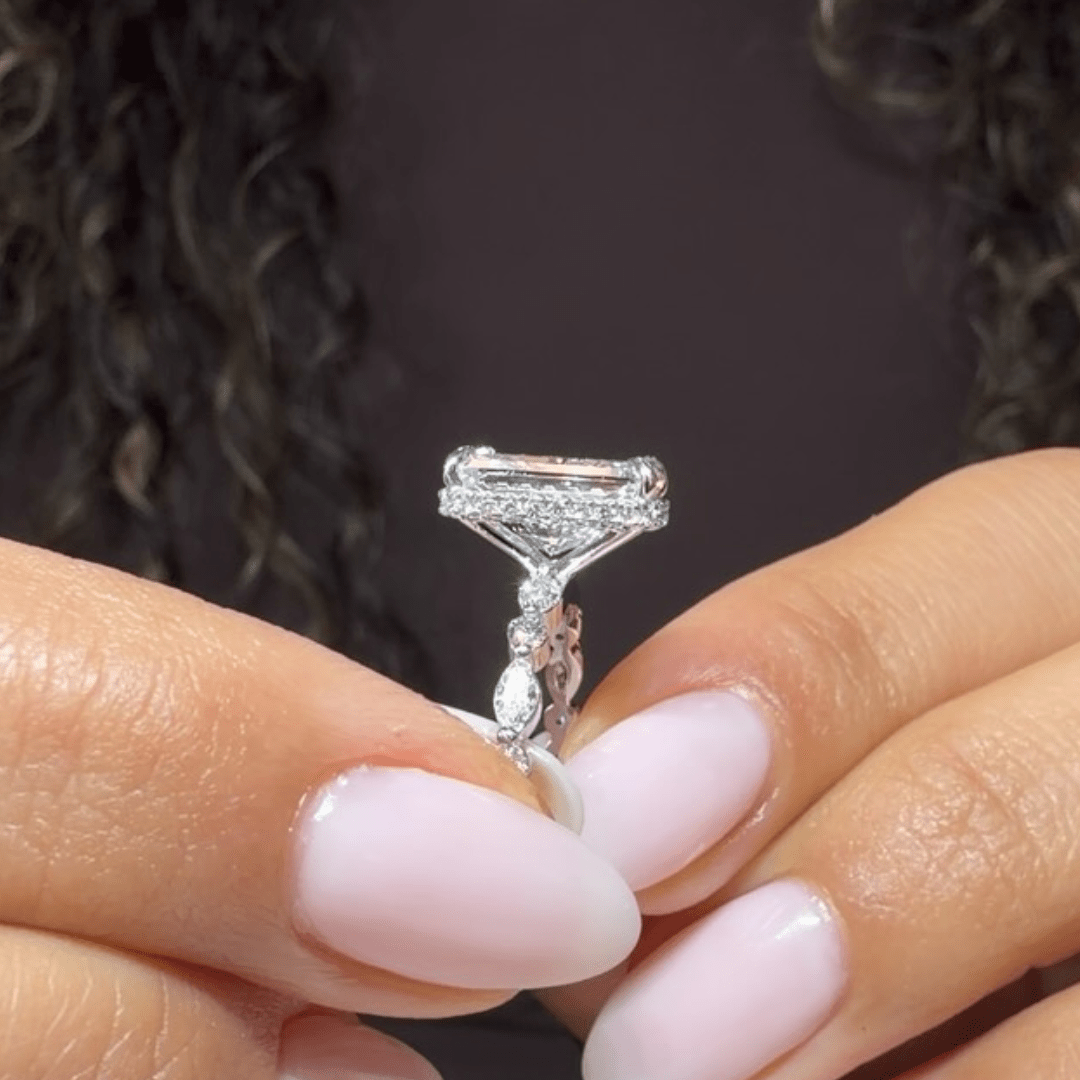 5CT Radiant Cut Moissanite Engagement Wedding Pave Anniversary Statement Design - Kazara Diam