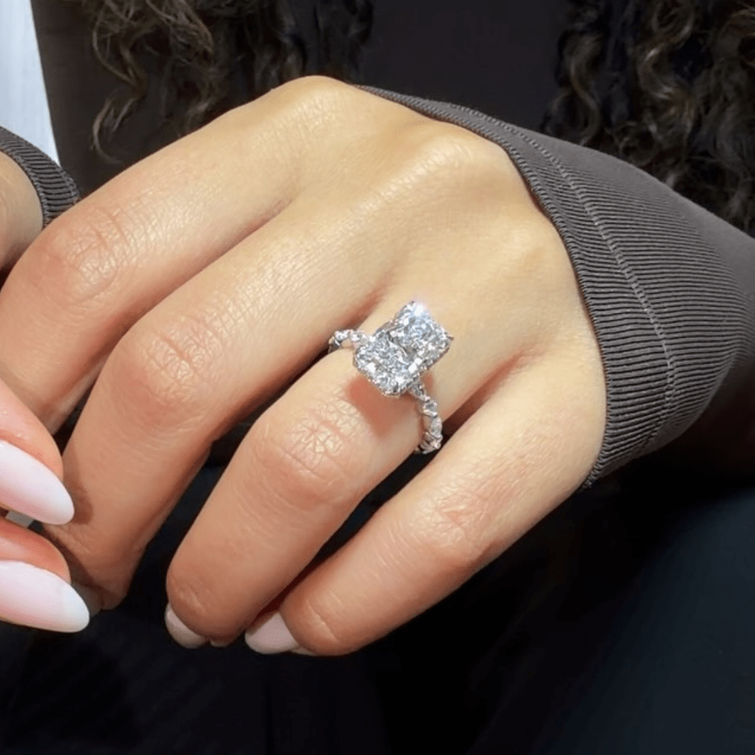5CT Radiant Cut Moissanite Engagement Wedding Pave Anniversary Statement Design - Kazara Diam