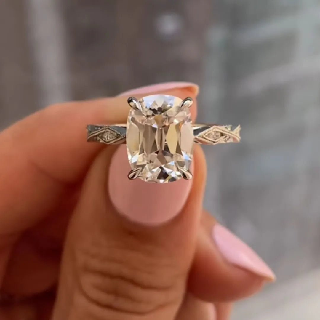 Eternal Cushion Rose Cut 3.50 Carat Moissanite Unique Wedding Anniversary Engagement Ring - Kazara Diam