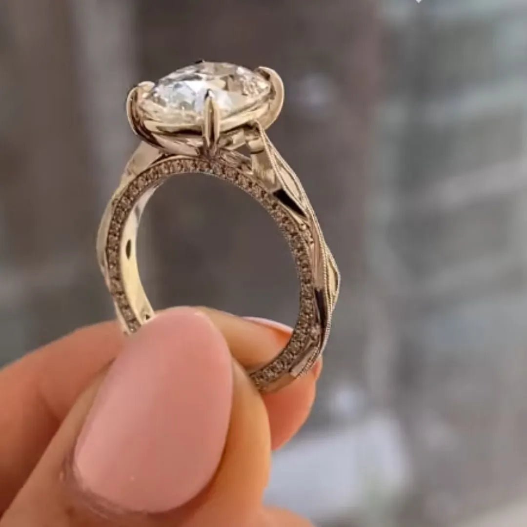 Eternal Cushion Rose Cut 3.50 Carat Moissanite Unique Wedding Anniversary Engagement Ring - Kazara Diam