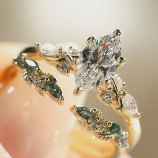 2.5 CT Marquise Cut Moissanite Bridal Engagement Wedding Anniversary Ring Set
