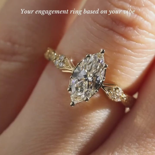 2.5 CT Marquise Cut Moissanite Three Stone Vintage Engagement Ring