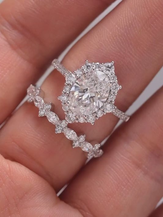3.5 CT Oval Cut Moissanite Engagement Bridal Wedding Anniversary Set