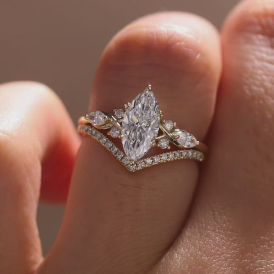 2.50 CT Marquise Cut Moissanite Bridal Set Engagement Wedding Ring