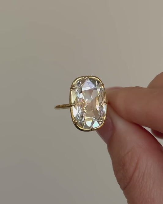 5 CT Old Mine Cushion Cut Moissanite Ring Modern Bezel Elegance