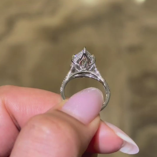 4 CT Marquise Cut Moissanite Pave Engagement Wedding Anniversary Ring