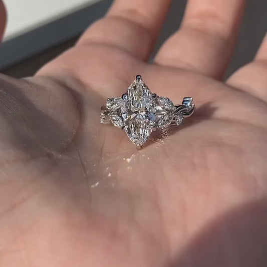 2.5 CT Marquise Cut Twisted Moissanite Engagement Wedding Anniversary Ring
