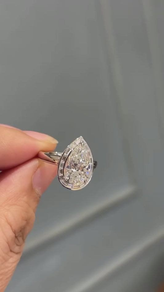 3.5 CT Pear Cut Moissantie Wedding Engagement Ring | Refined Solitaire Elegance