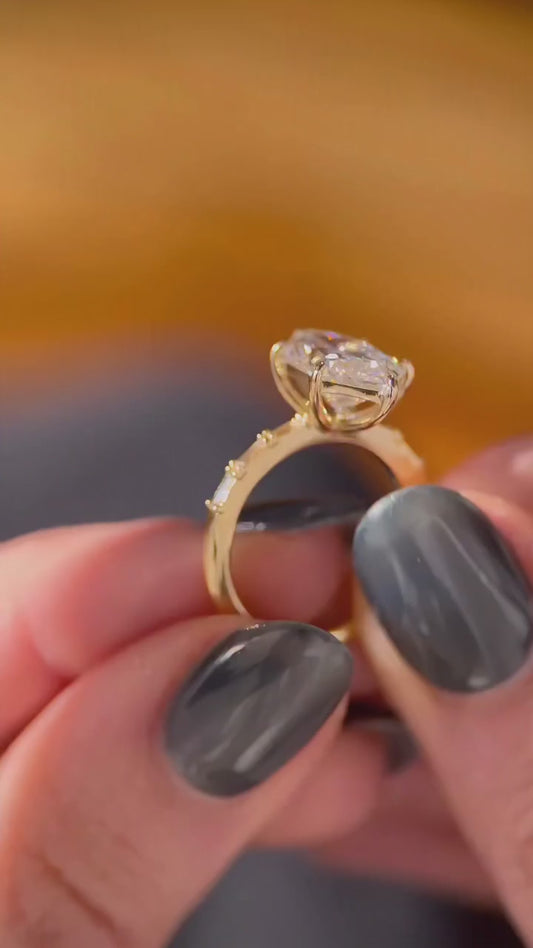 3 CT Dutch Marquise Cut Moissanite Engagement Ring in 18K Gold Plated