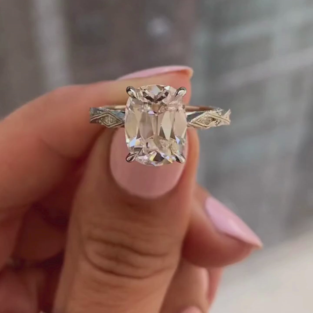 Eternal Cushion Rose Cut 3.50 Carat Moissanite Unique Wedding Anniversary Engagement Ring