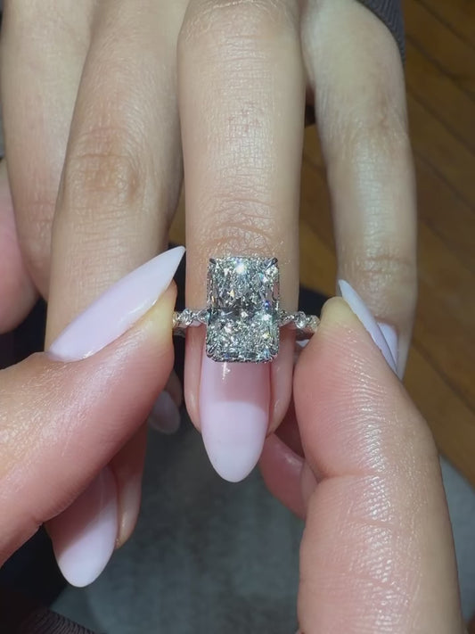 5CT Radiant Cut Moissanite Engagement Wedding Pave Anniversary Statement Design